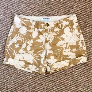Old Navy Tropical Print Short Light Brown Pants Size 2